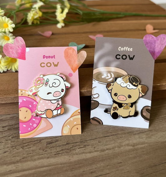 Donut & Coffee Cow Enamel Pin
