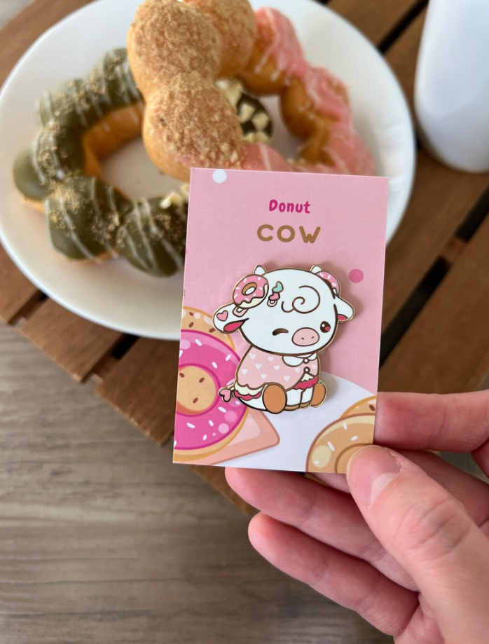 Donut & Coffee Cow Enamel Pin
