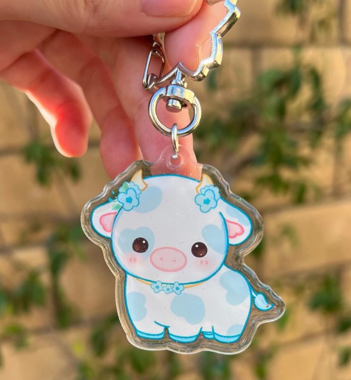 Flower Cows Keychain