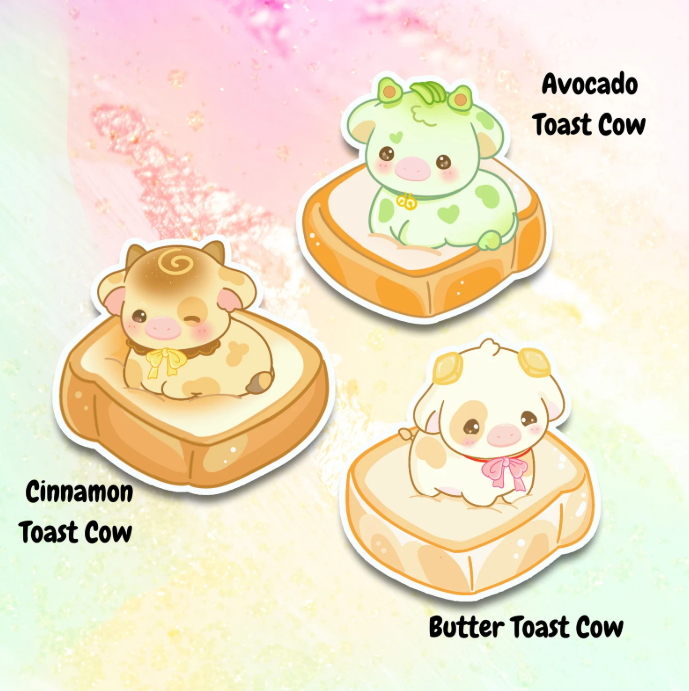 Toast Cow Vinyl Stickers