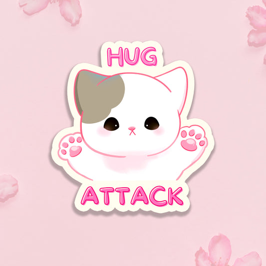 Hug Attack Cat Vinyl Sticker