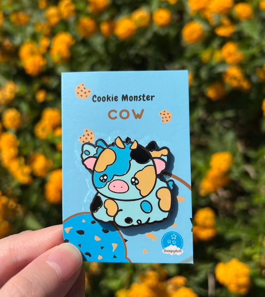 Cookie Monster Ice Cream Cow Enamel Pin