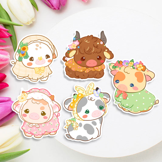Cottagecore Cow Vinyl Stickers