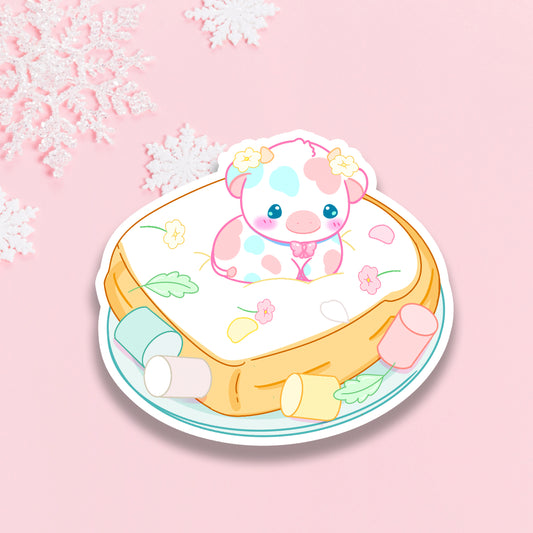 Marshmallow Toast Cow Vinyl Sticker