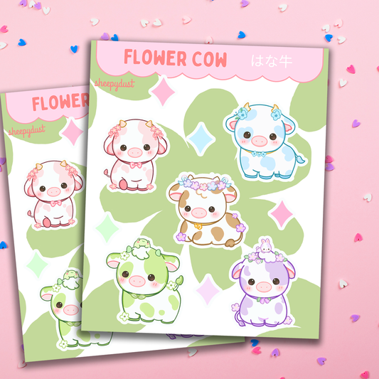 Flower Cows Sticker Sheet